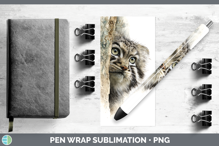 Pallas Cat Wild Cats Tree Peek Pen Wrap Sublimation Design