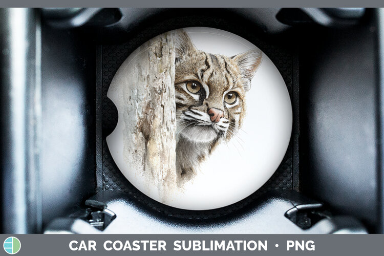 GorgeousWild Cats Tree Peek Car Coaster design.