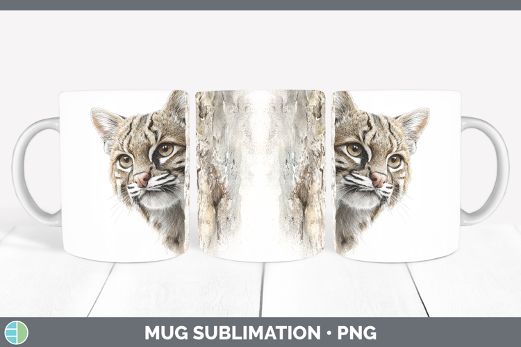 Pampas Cat Wild Cats Tree Peek Mug Wrap Sublimation Design