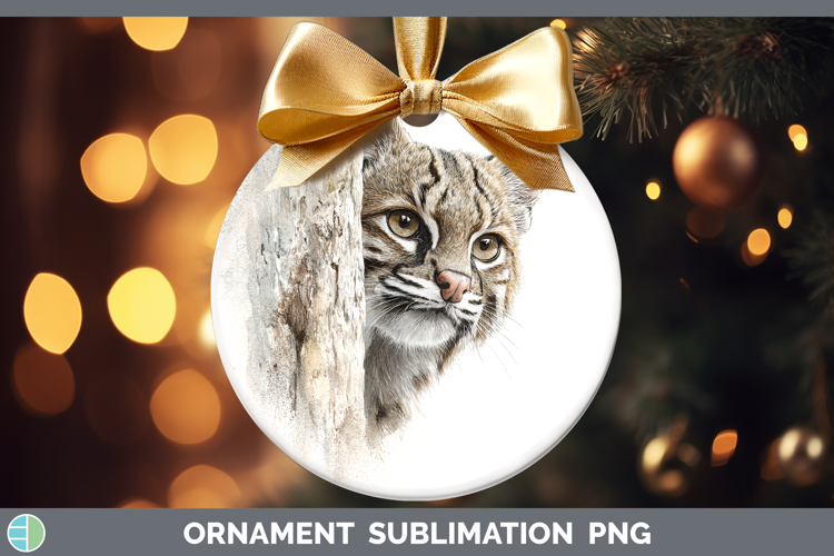 Pampas Cat Wild Cats Tree Peek Ornament Sublimation Design