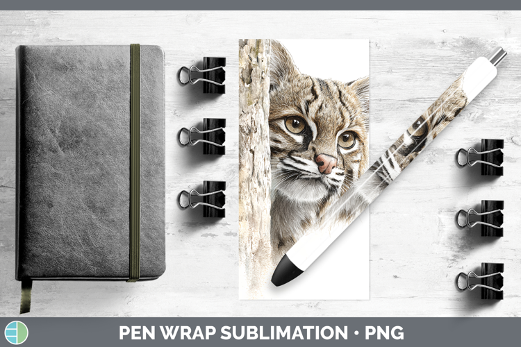 Pampas Cat Wild Cats Tree Peek Pen Wrap Sublimation Design
