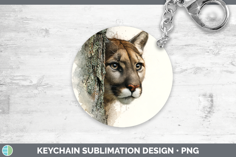 Puma Concolor Wild Cats Tree Peek Keychain Sublimation Desig