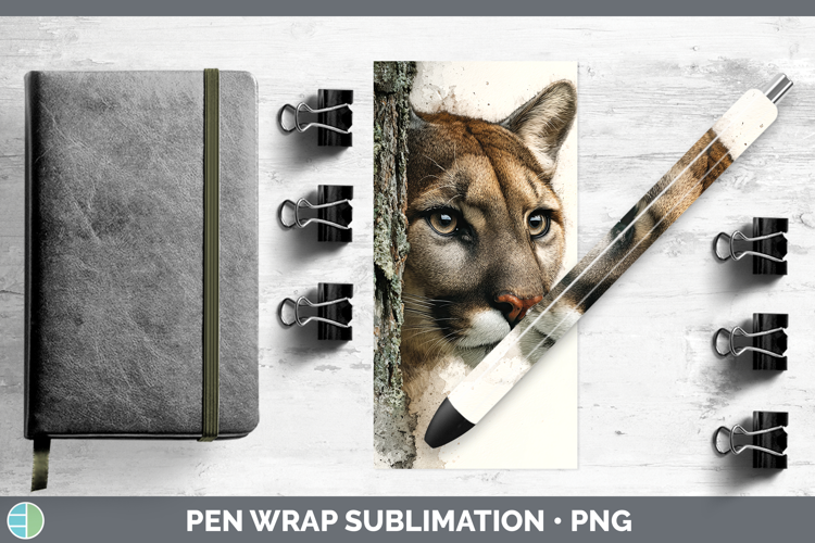 Puma Concolor Wild Cats Tree Peek Pen Wrap Sublimation Desig