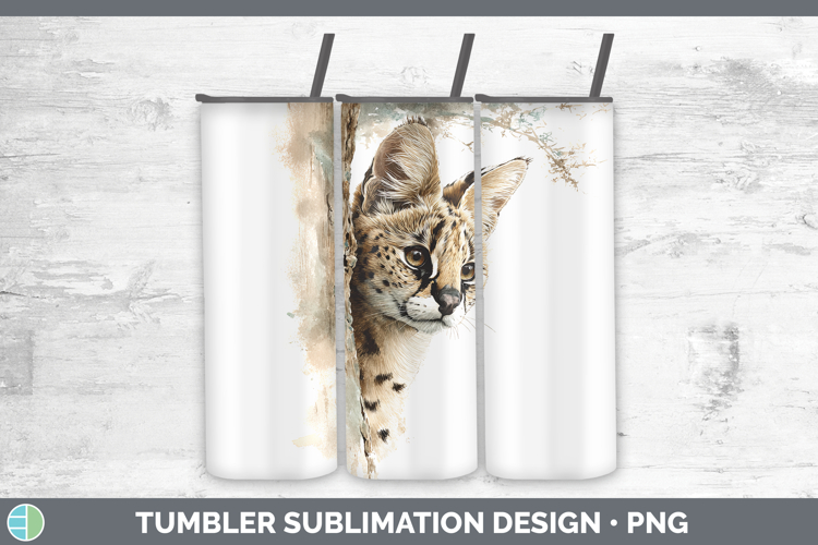 Serval Wild Cats Tree Peek Tumbler Sublimation Design