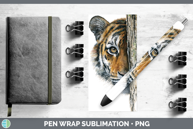 Tiger Wild Cats Tree Peek Pen Wrap Sublimation Design
