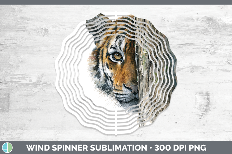 Tiger Wild Cats Tree Peek Wind Spinner Sublimation Design