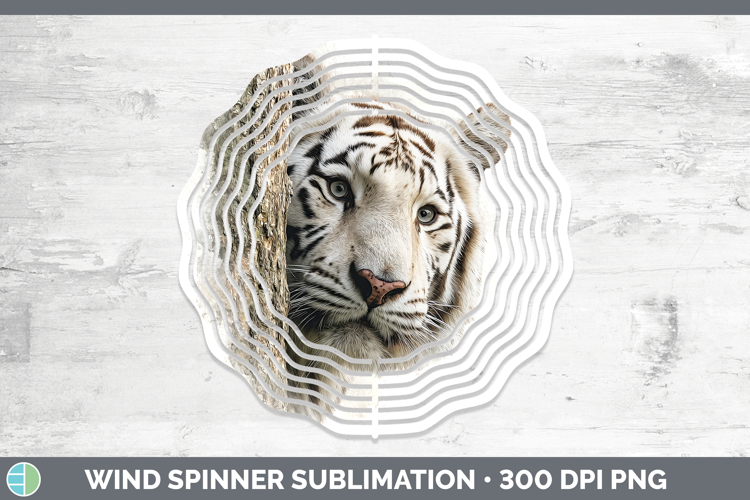 White Tiger Wild Cats Tree Peek Wind Spinner Sublimation Des