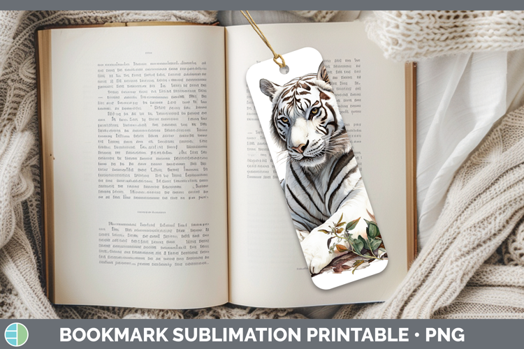 Wild Cats White Tiger Bookmark Sublimation Printable Designs