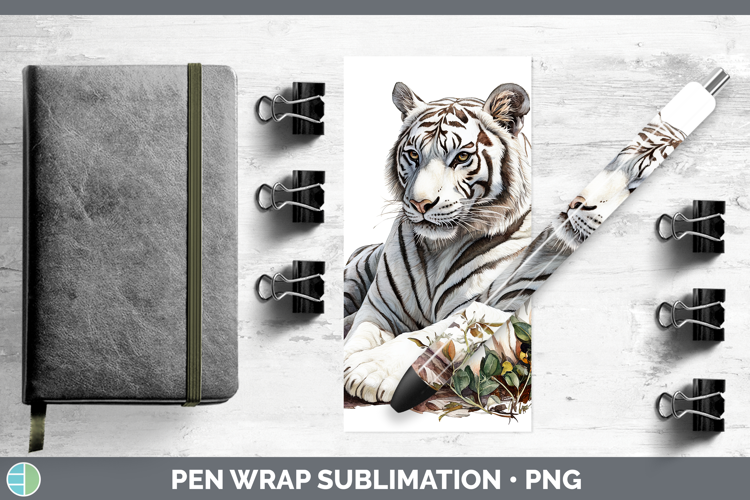 Wild Cats White Tiger Pen Wrap Sublimation Pen Designs