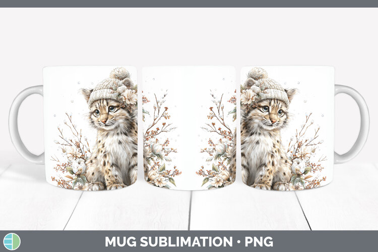GorgeousWild Cats Winter Knit Hat Mug Wrap design.