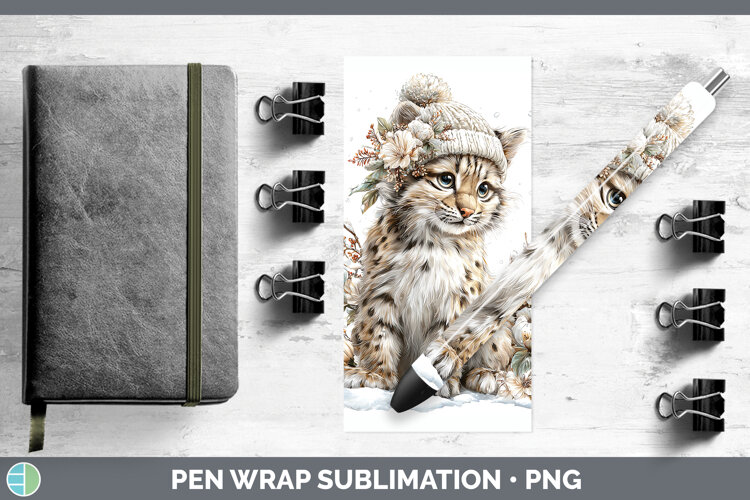 GorgeousWild Cats Winter Knit Hat Pen Wrap design.