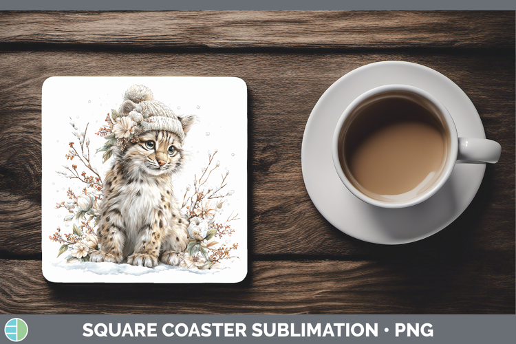 Andean Mountain Cat Wild Cats Winter Knit Hat Square Coaster