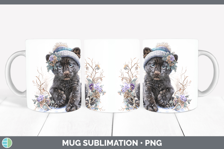 Black Panther Wild Cats Winter Knit Hat Mug Wrap Sublimation