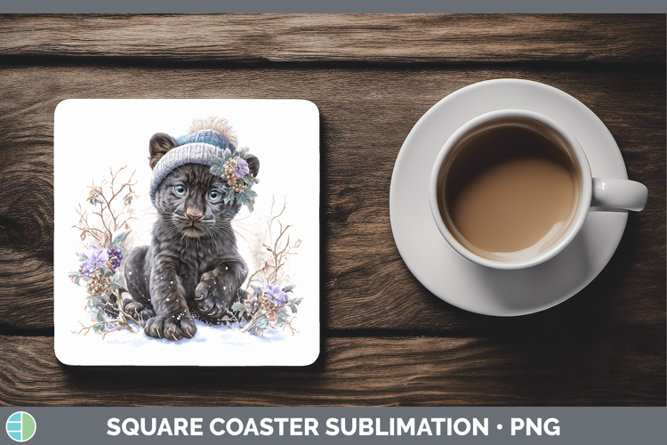 Black Panther Wild Cats Winter Knit Hat Square Coaster Subli