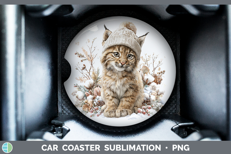 Bobcat Wild Cats Winter Knit Hat Car Coaster Sublimation Des