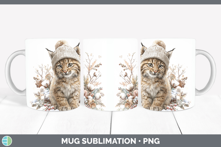 Bobcat Wild Cats Winter Knit Hat Mug Wrap Sublimation Design
