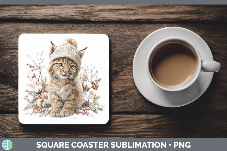 Bobcat Wild Cats Winter Knit Hat Square Coaster Sublimation