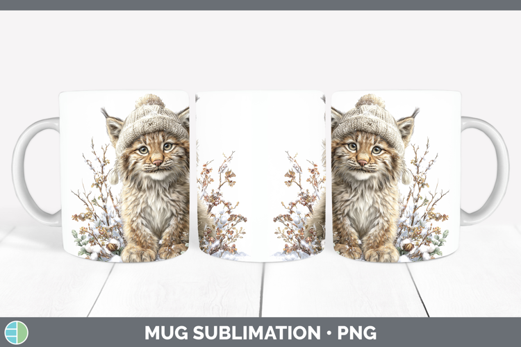 Canada Lynx Wild Cats Winter Knit Hat Mug Wrap Sublimation D
