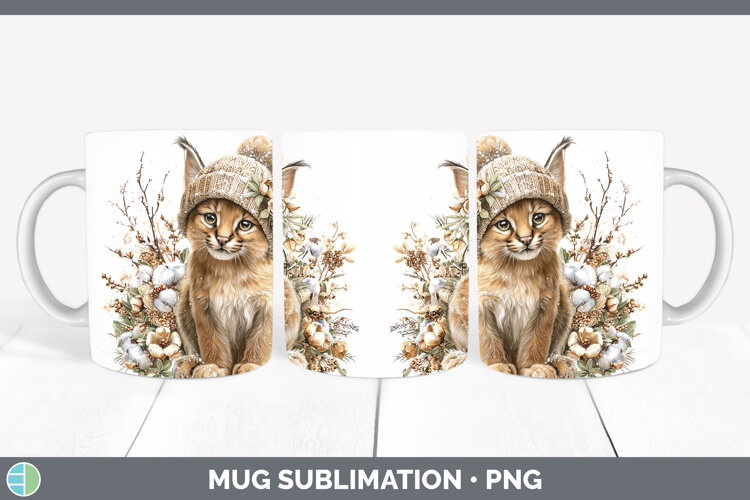 GorgeousWild Cats Winter Knit Hat Mug Wrap design.