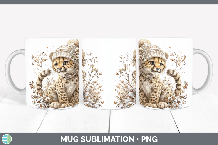 Cheetah Wild Cats Winter Knit Hat Mug Wrap Sublimation Desig