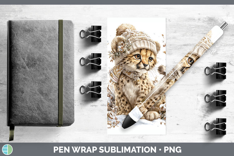 GorgeousWild Cats Winter Knit Hat Pen Wrap design.