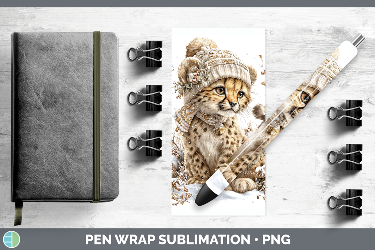 Cheetah Wild Cats Winter Knit Hat Pen Wrap Sublimation Desig