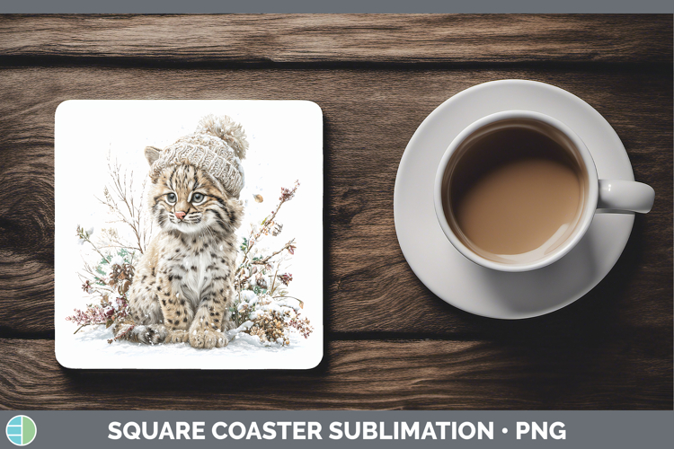 Geoffroys Cat Wild Cats Winter Knit Hat Square Coaster Subli