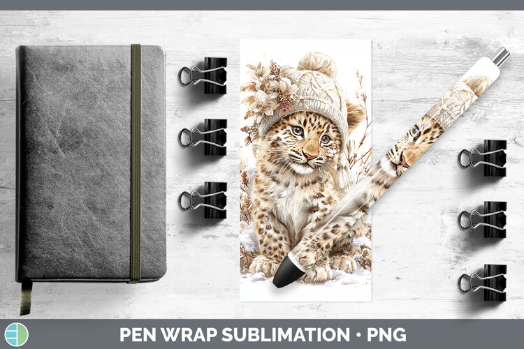 GorgeousWild Cats Winter Knit Hat Pen Wrap design.
