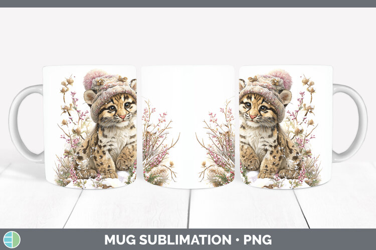 GorgeousWild Cats Winter Knit Hat Mug Wrap design.