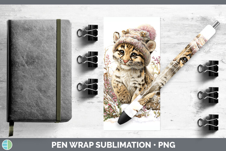 GorgeousWild Cats Winter Knit Hat Pen Wrap design.