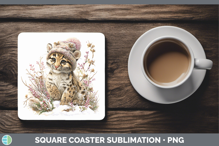 Leopard Clouded Wild Cats Winter Knit Hat Square Coaster Sub