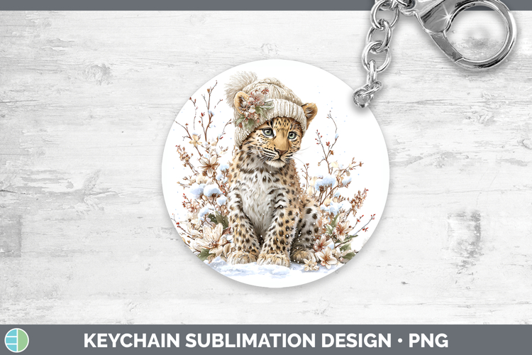 Leopard Wild Cats Winter Knit Hat Keychain Sublimation Desig
