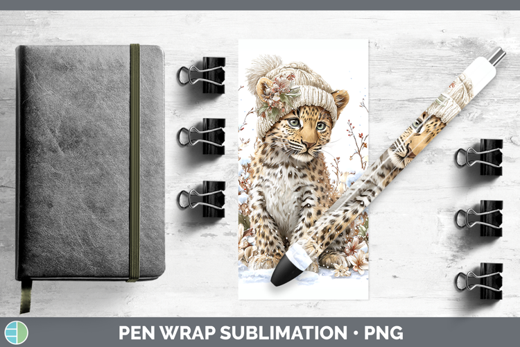 Leopard Wild Cats Winter Knit Hat Pen Wrap Sublimation Desig