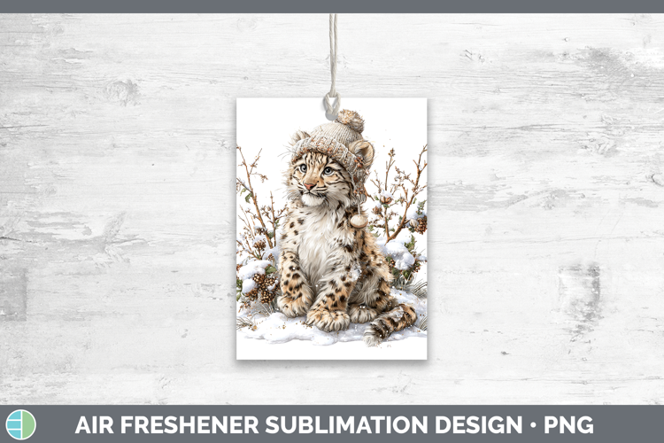 Leopard Snow Wild Cats Winter Knit Hat Air Freshener Sublima