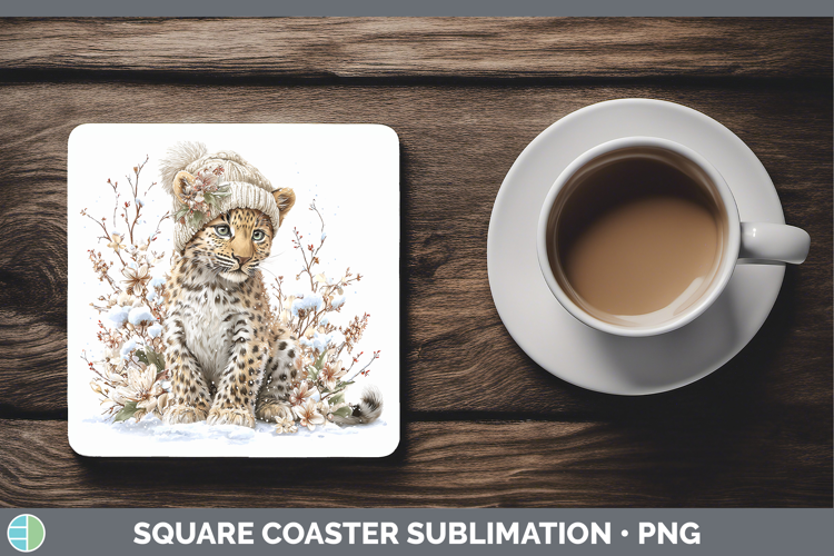 Leopard Wild Cats Winter Knit Hat Square Coaster Sublimation