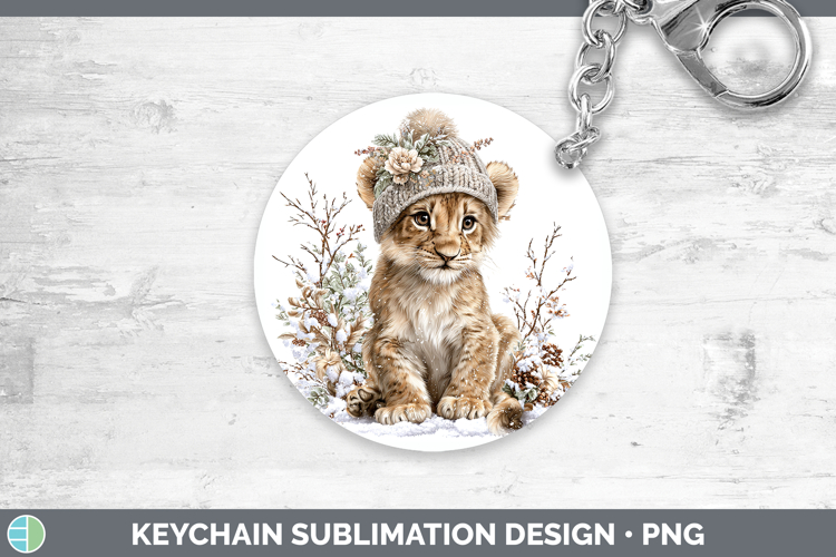 Lion Wild Cats Winter Knit Hat Keychain Sublimation Design