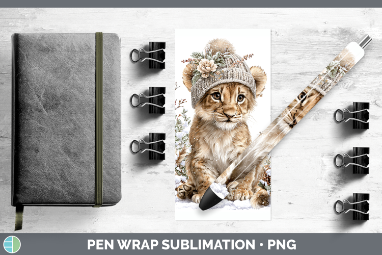 Lion Wild Cats Winter Knit Hat Pen Wrap Sublimation Design
