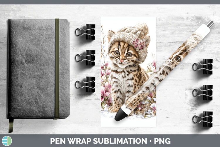 GorgeousWild Cats Winter Knit Hat Pen Wrap design.