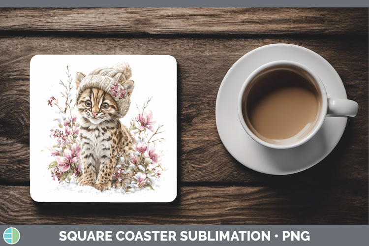 Margay Cat Wild Cats Winter Knit Hat Square Coaster Sublimat