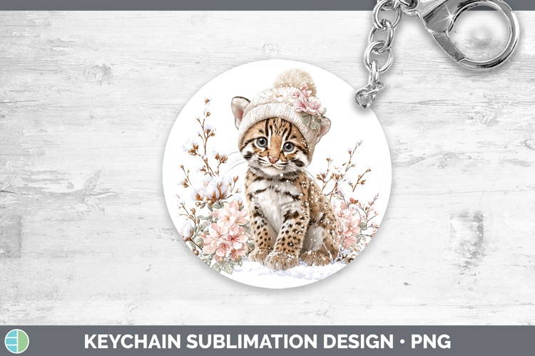 Ocelot Wild Cats Winter Knit Hat Keychain Sublimation Design