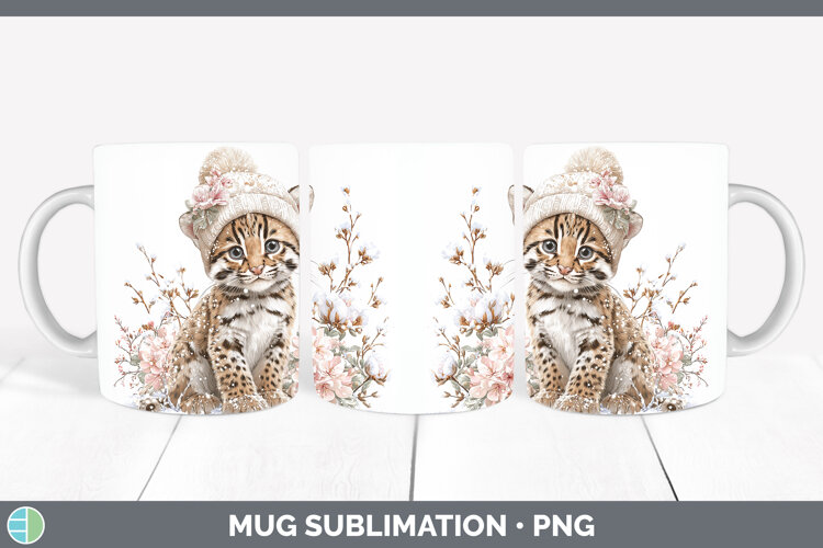 GorgeousWild Cats Winter Knit Hat Mug Wrap design.