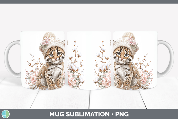 Ocelot Wild Cats Winter Knit Hat Mug Wrap Sublimation Design