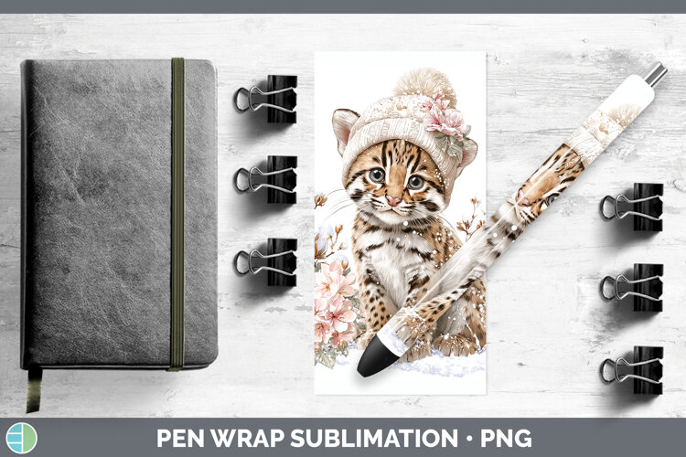 GorgeousWild Cats Winter Knit Hat Pen Wrap design.
