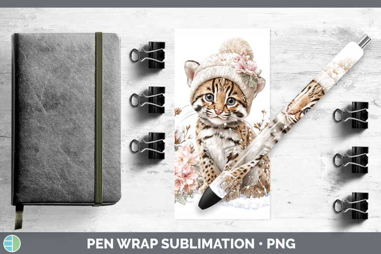 Ocelot Wild Cats Winter Knit Hat Pen Wrap Sublimation Design