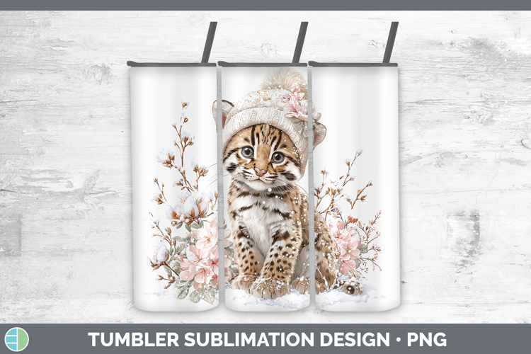 Ocelot Wild Cats Winter Knit Hat Tumbler Sublimation Design