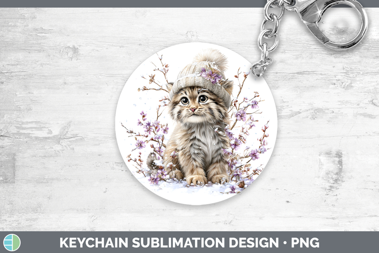 Pallas Cat Wild Cats Winter Knit Hat Keychain Sublimation De