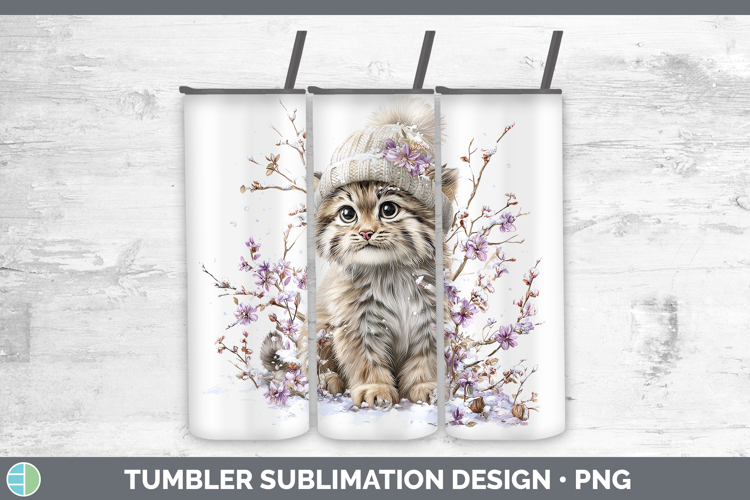 Pallas Cat Wild Cats Winter Knit Hat Tumbler Sublimation Des