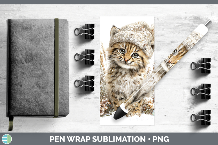 Pampas Cat Wild Cats Winter Knit Hat Pen Wrap Sublimation De