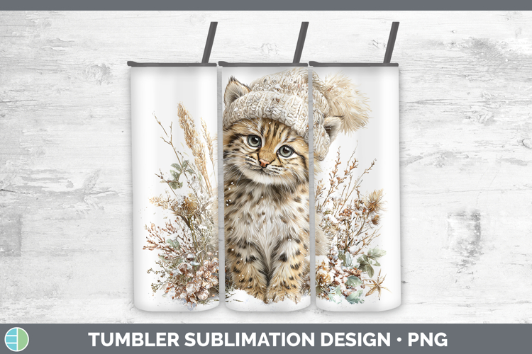 Pampas Cat Wild Cats Winter Knit Hat Tumbler Sublimation Des