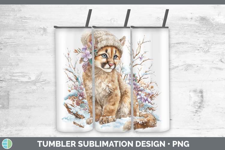 Puma Concolor Wild Cats Winter Knit Hat Tumbler Sublimation